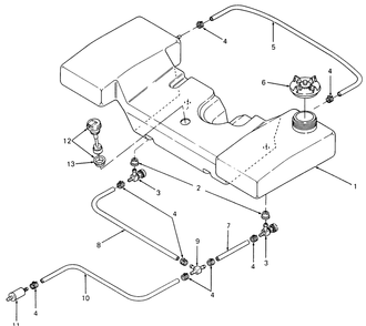 Fuel Tank Diagram and Parts List for 1861 821060-836000-140671100-142663100 Cub Cadet Lawn Tractor